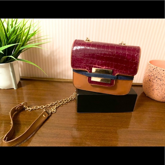 Vintage Zac Posen Stamped Leather Crossbody - Picture 1 of 9